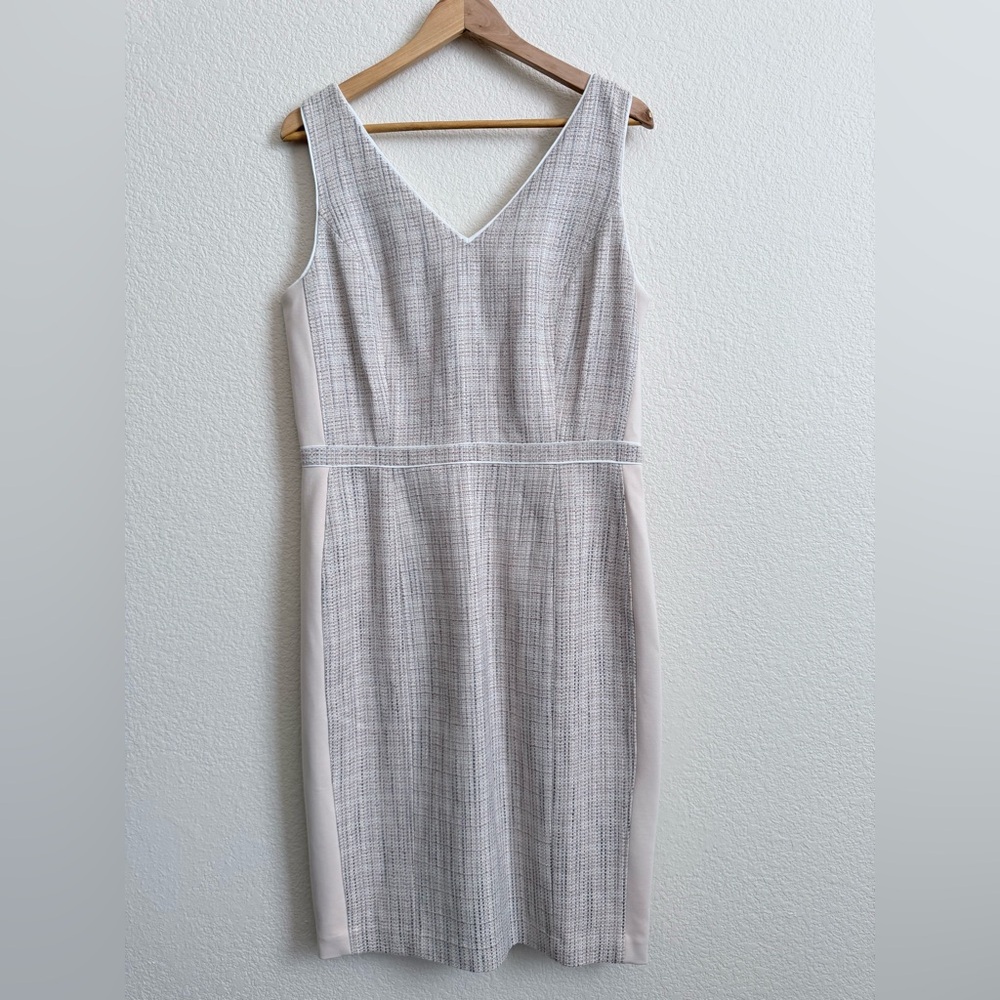 White House Black Market Gray and Cream Midi Dress